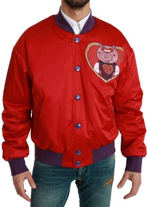 dolce gabbana pig|Dolce & Gabbana Red Year Of The Pig Bomber Jacket for men.